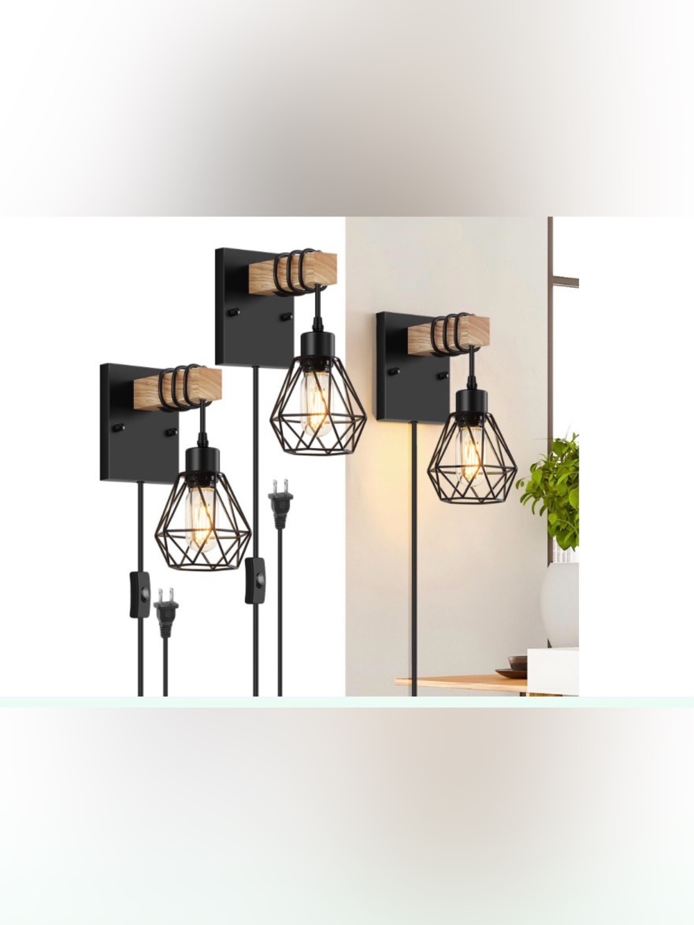 2 Pcs Retro Wrought Iron Cage Wall Sconces